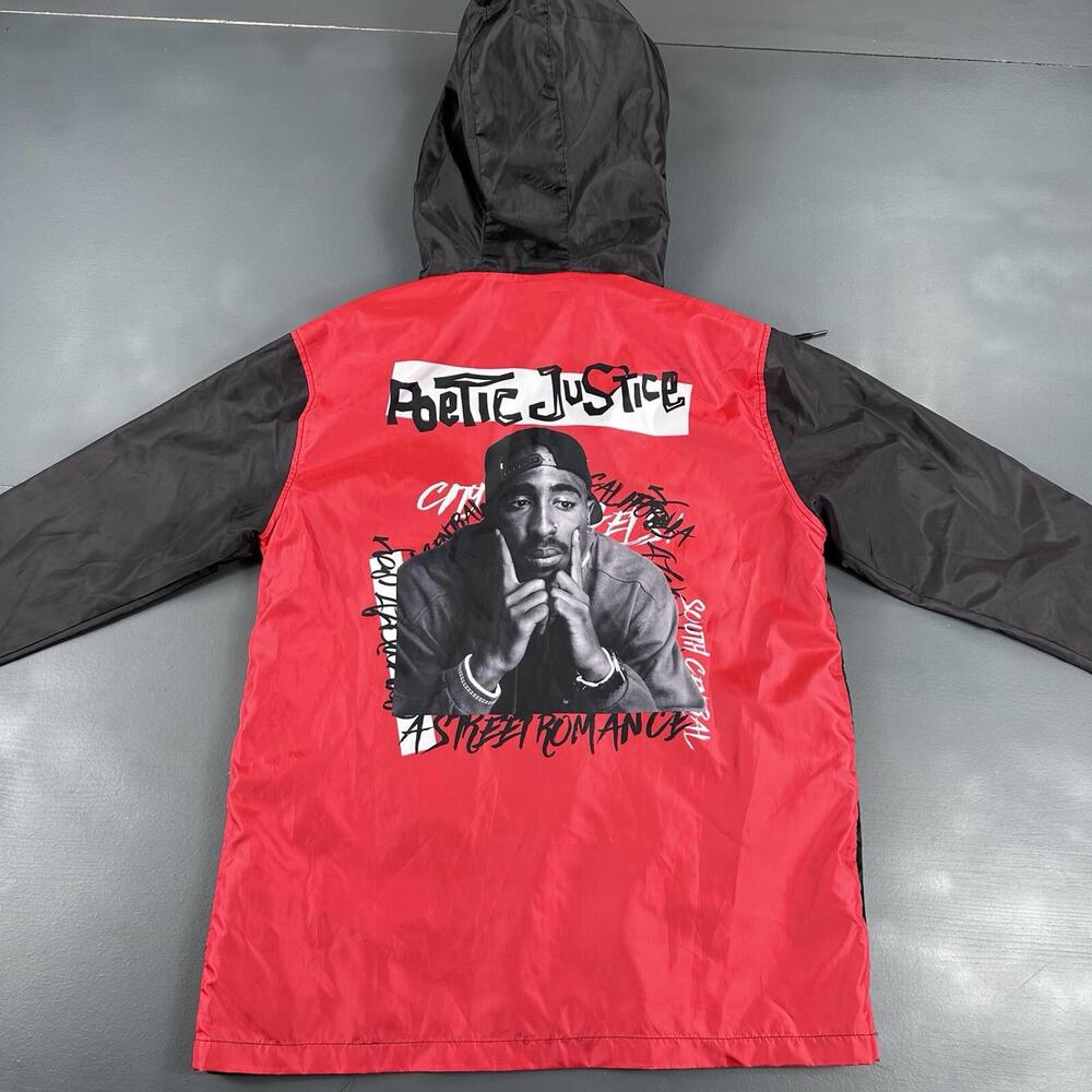 Chemistry 2 Pac Jacket Mens Small Black Red Windbreaker Anorak 2Pac NWT - Picture 7 of 7